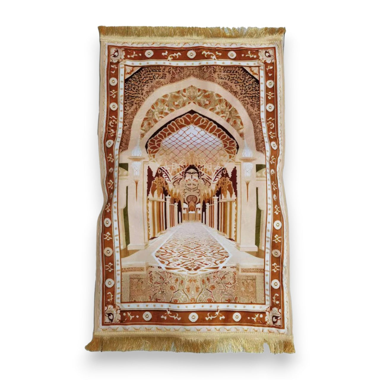 Soft padded prayer mat sajada comfortable prayer carpet with cushioning for daily salah use brown