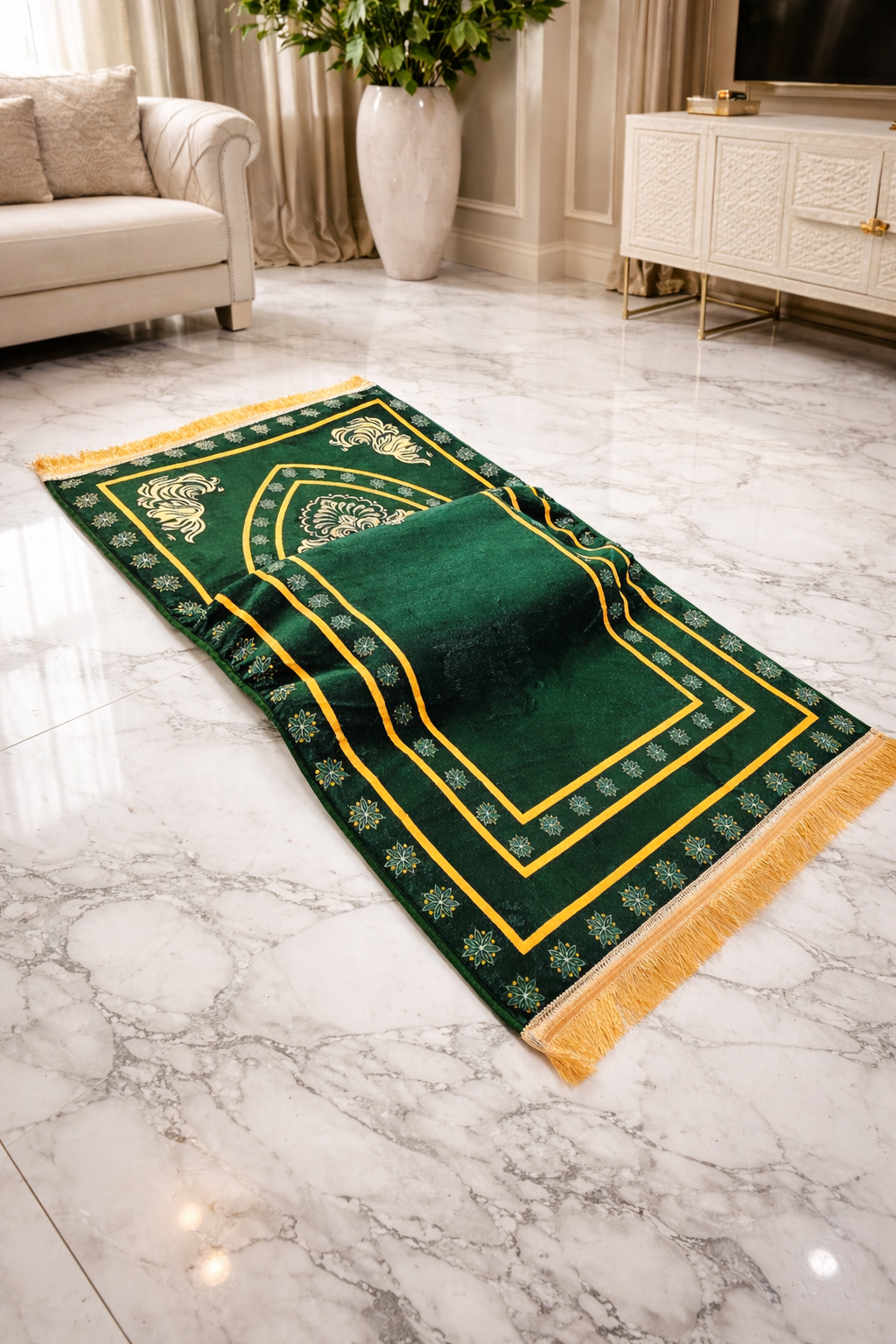 Soft padded prayer mat sajada comfortable prayer carpet with cushioning for daily salah use
