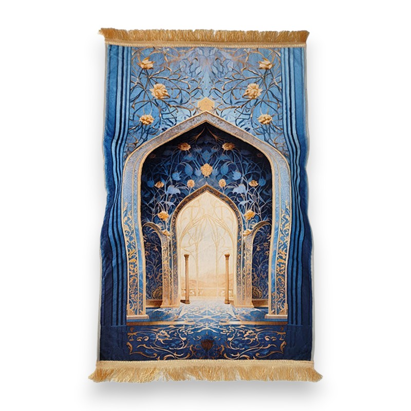 Soft padded prayer mat sajada comfortable prayer carpet with cushioning for daily salah use blue